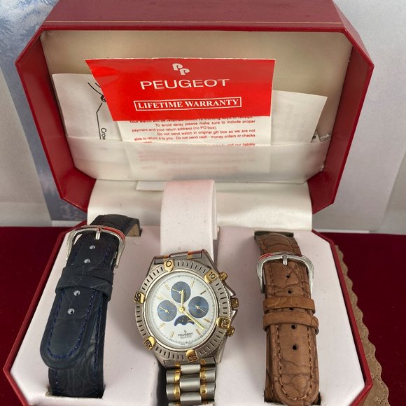 Stunning in Vintage Silver and Gold Peugeot Moonphase Unisex Watch main image 5